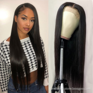 Vendor Stock 13X6 Hd Transparent Swiss Lace Wigs Human Hair Lace Front Glueless Brazilian 100% Virgin Natural Human Hair Wigs